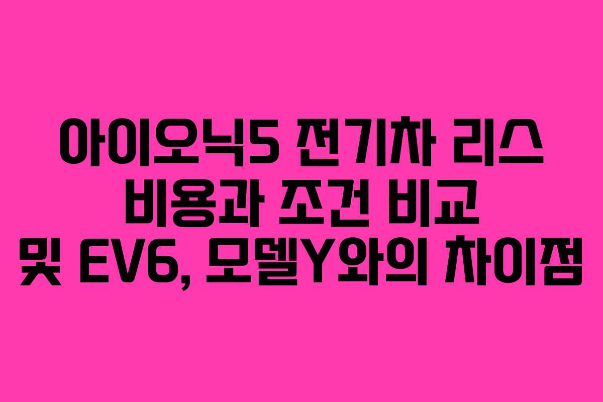 아이오닉5 전기차 리스 비용과 조건 비교 및 EV6, 모델Y와의 차이점 아이오닉5 전기차 리스 비용과 조건 비교 및 EV6, 모델Y와의 차이점