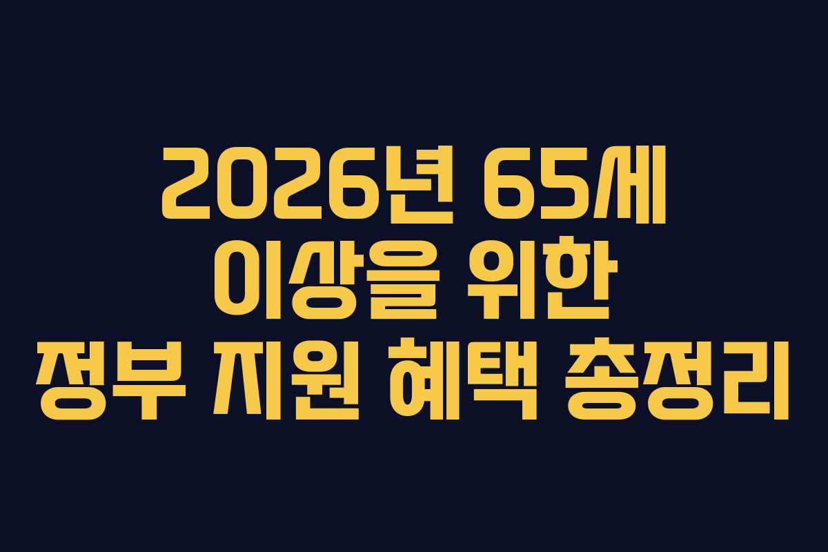 2026년 65세 이상을 위한 정부 지원 혜택 총정리