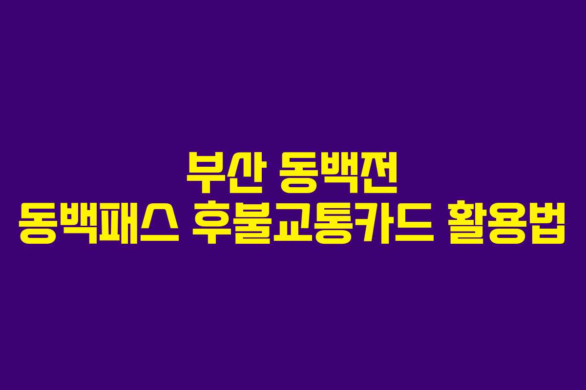 부산 동백전 동백패스 후불교통카드 활용법