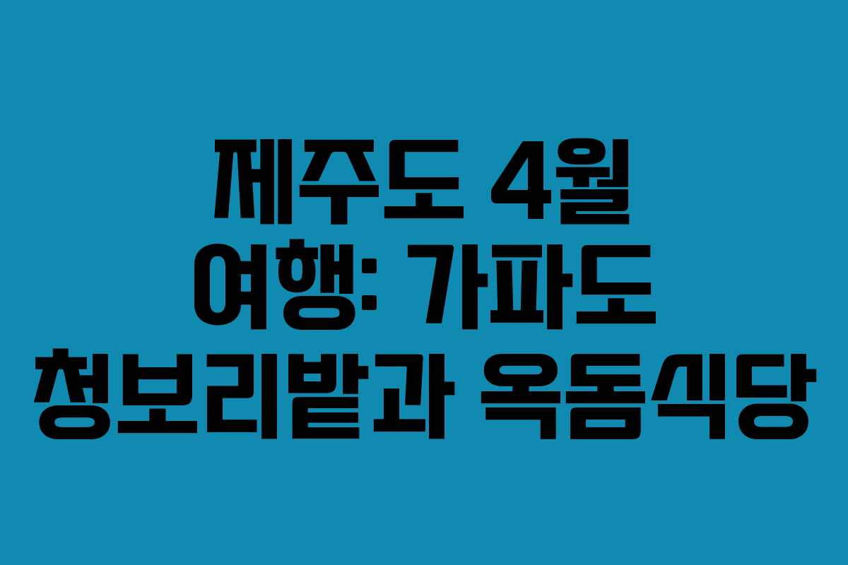 제주도 4월 여행: 가파도 청보리밭과 옥돔식당