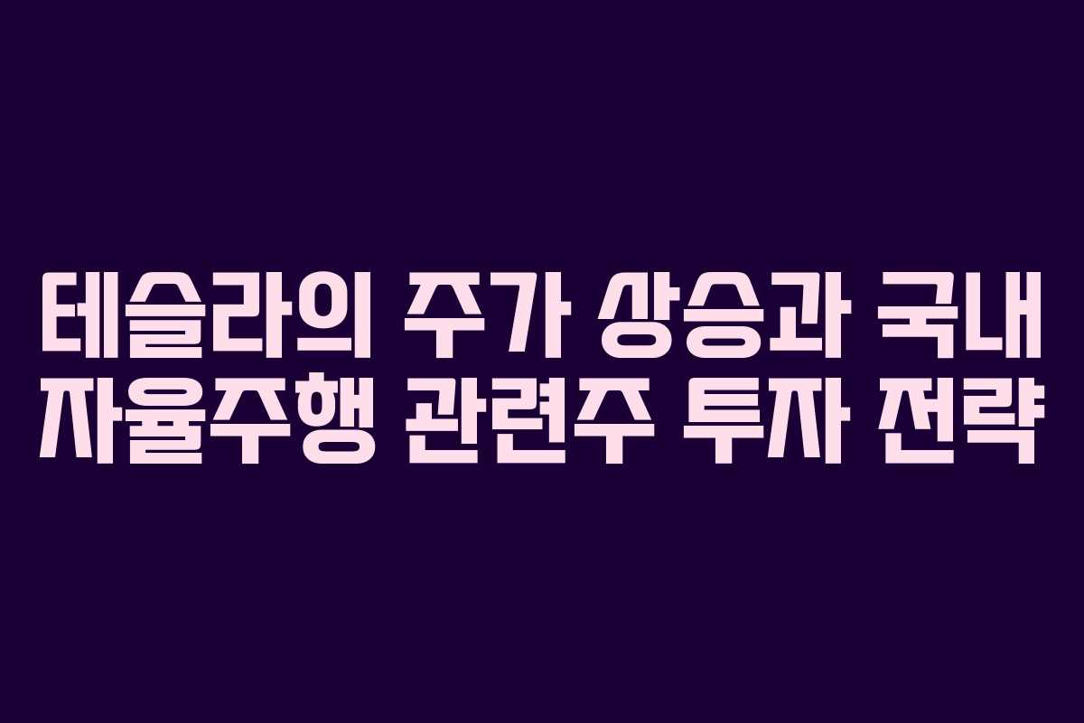 테슬라의 주가 상승과 국내 자율주행 관련주 투자 전략