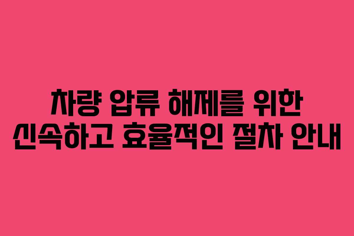 차량 압류 해제를 위한 신속하고 효율적인 절차 안내 차량 압류 해제를 위한 신속하고 효율적인 절차 안내