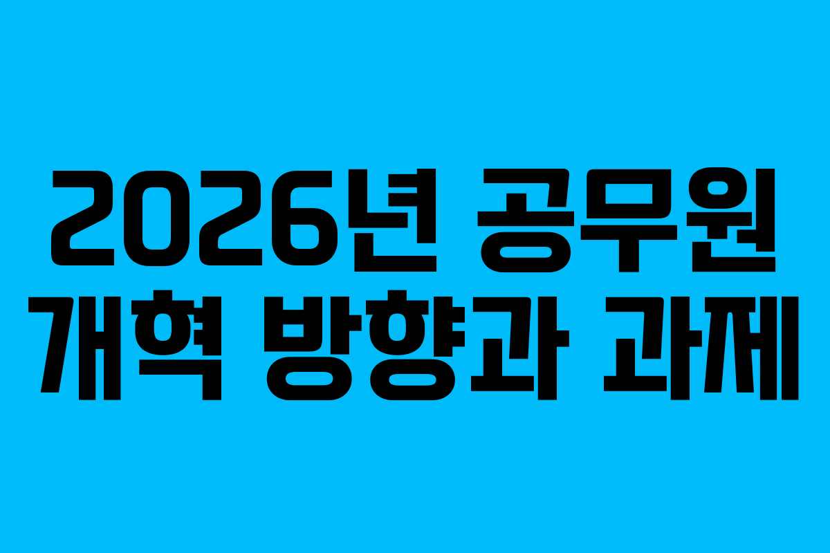 2026년 공무원 개혁 방향과 과제 2026년 공무원 개혁 방향과 과제