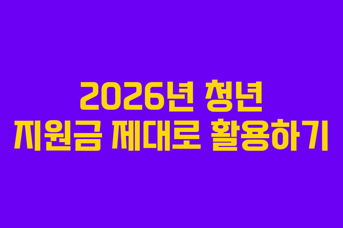 2026년 청년 지원금 제대로 활용하기 2026년 청년 지원금 제대로 활용하기