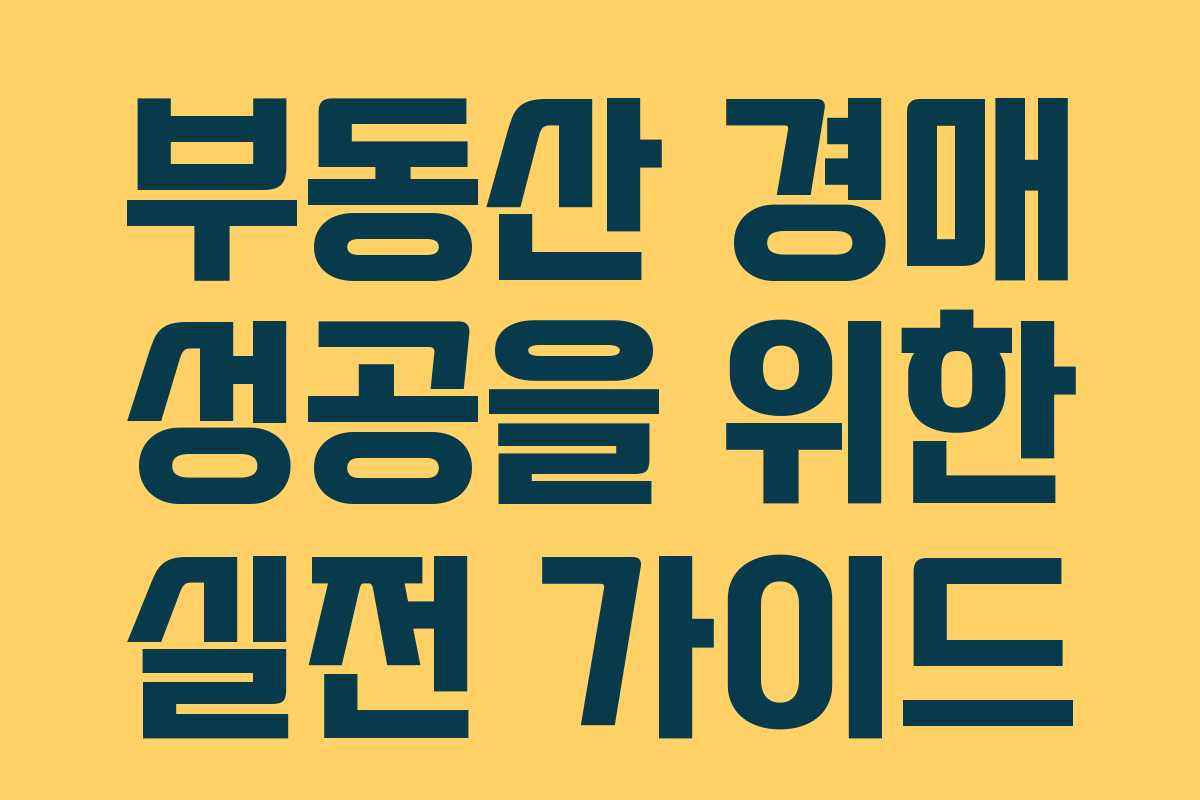 부동산 경매 성공을 위한 실전 가이드 부동산 경매 성공을 위한 실전 가이드