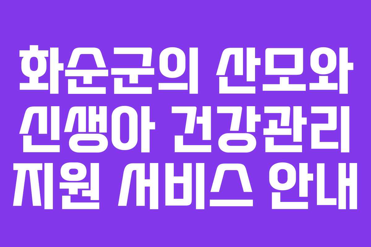 화순군의 산모와 신생아 건강관리 지원 서비스 안내 화순군의 산모와 신생아 건강관리 지원 서비스 안내