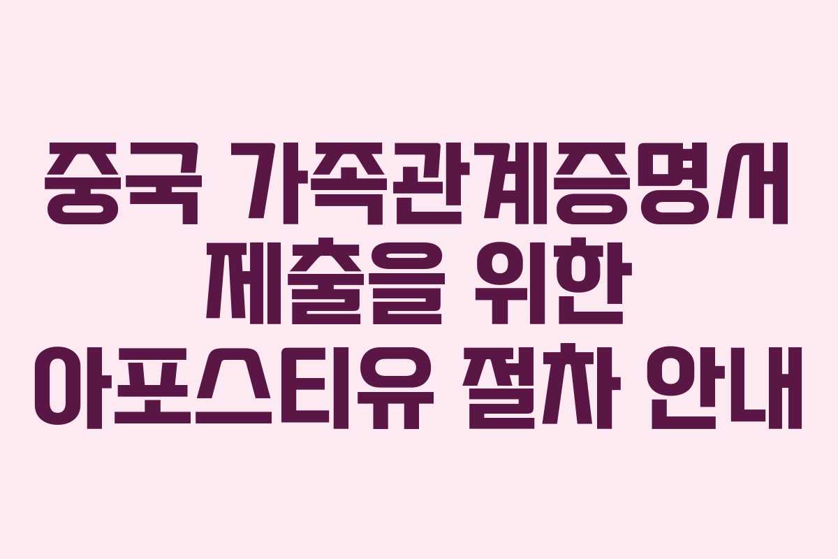 중국 가족관계증명서 제출을 위한 아포스티유 절차 안내
