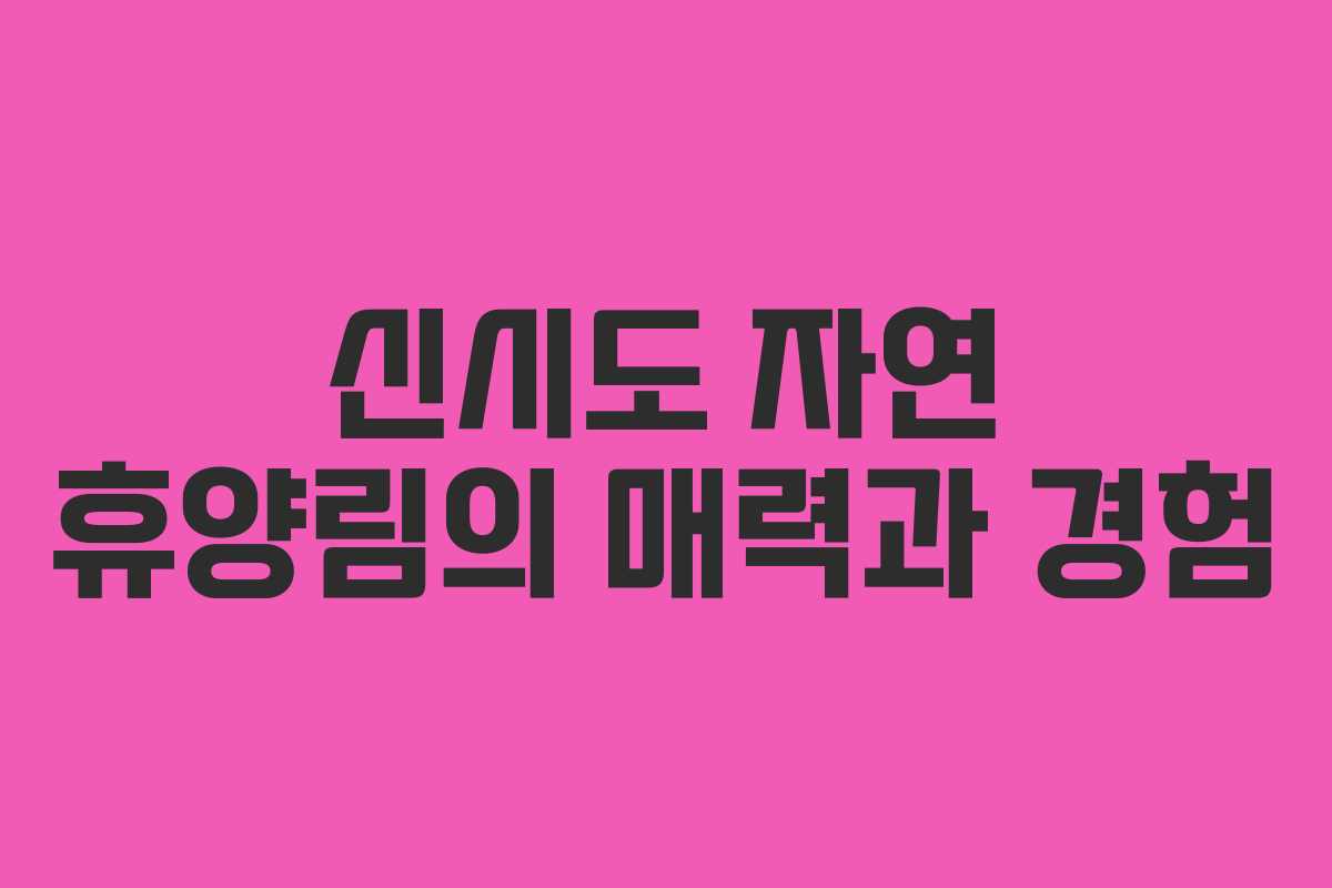 신시도 자연 휴양림의 매력과 경험