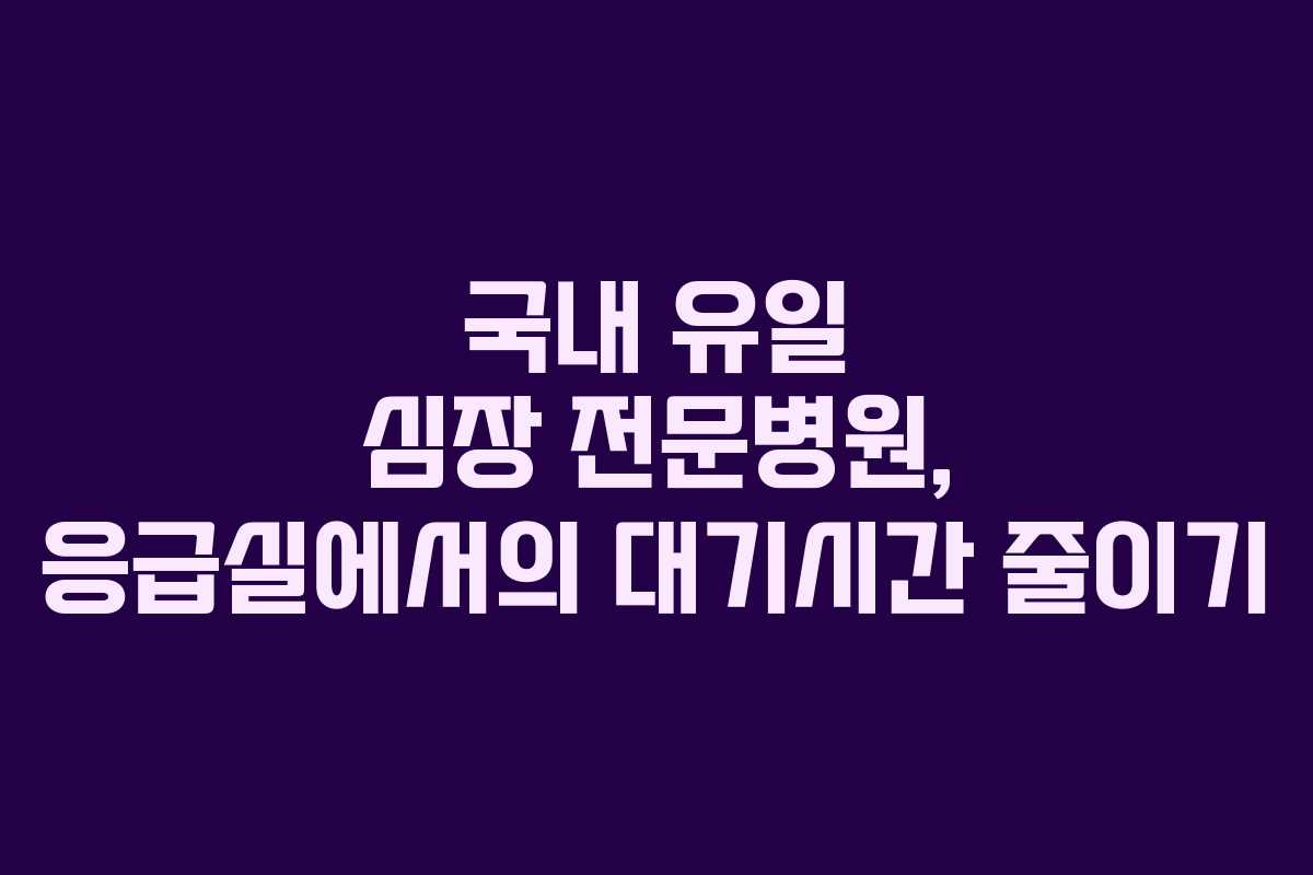 국내 유일 심장 전문병원, 응급실에서의 대기시간 줄이기