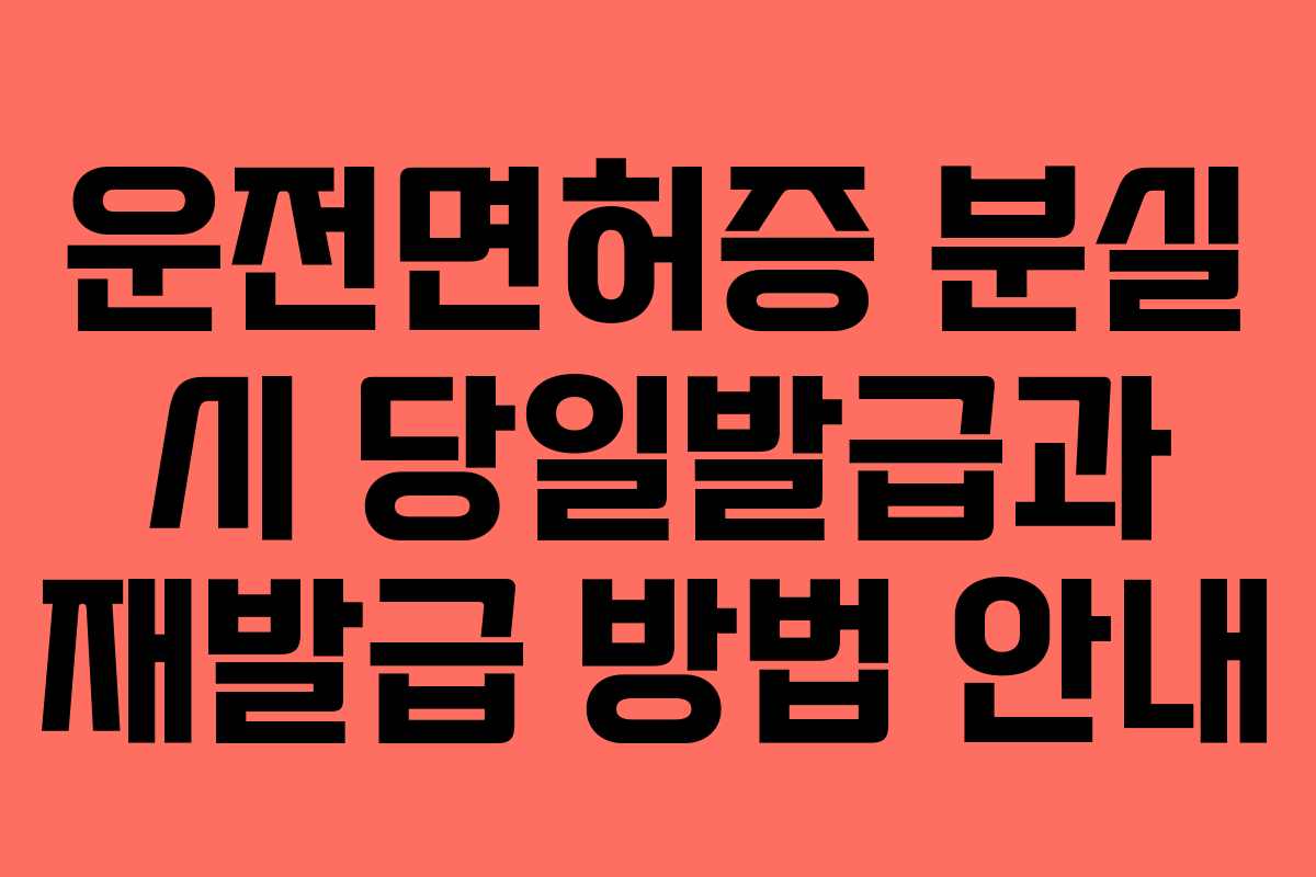 운전면허증 분실 시 당일발급과 재발급 방법 안내