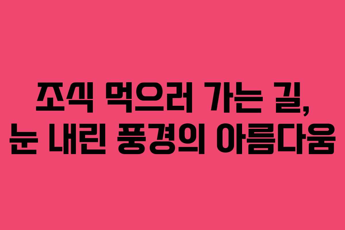 조식 먹으러 가는 길, 눈 내린 풍경의 아름다움