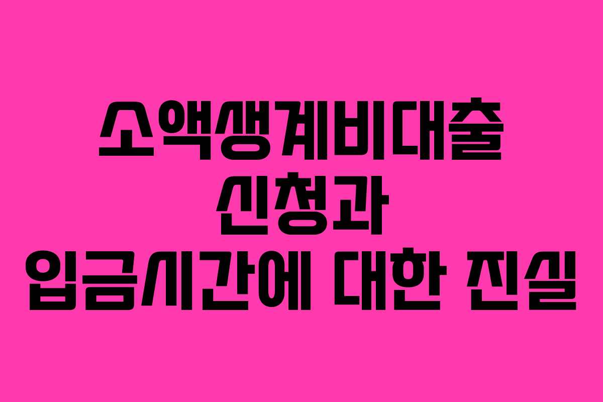 소액생계비대출 신청과 입금시간에 대한 진실