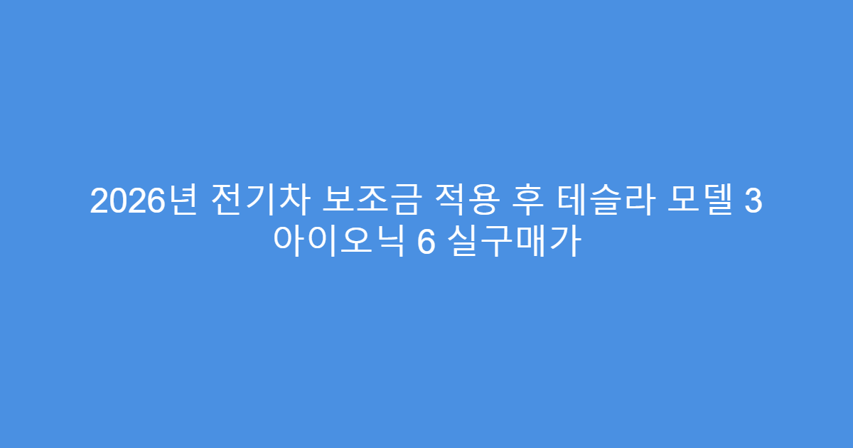 2026년 전기차 보조금 적용 후 테슬라 모델 3 아이오닉 6 실구매가