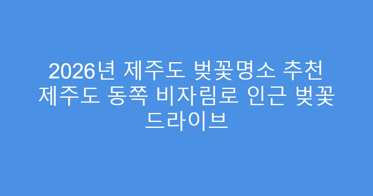 2026년 제주도 벚꽃명소 추천 제주도 동쪽 비자림로 인근 벚꽃 드라이브