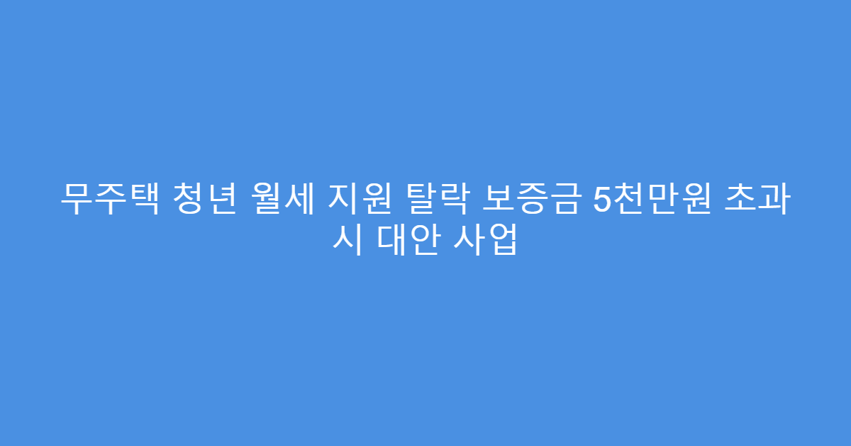 무주택 청년 월세 지원 탈락 보증금 5천만원 초과 시 대안 사업