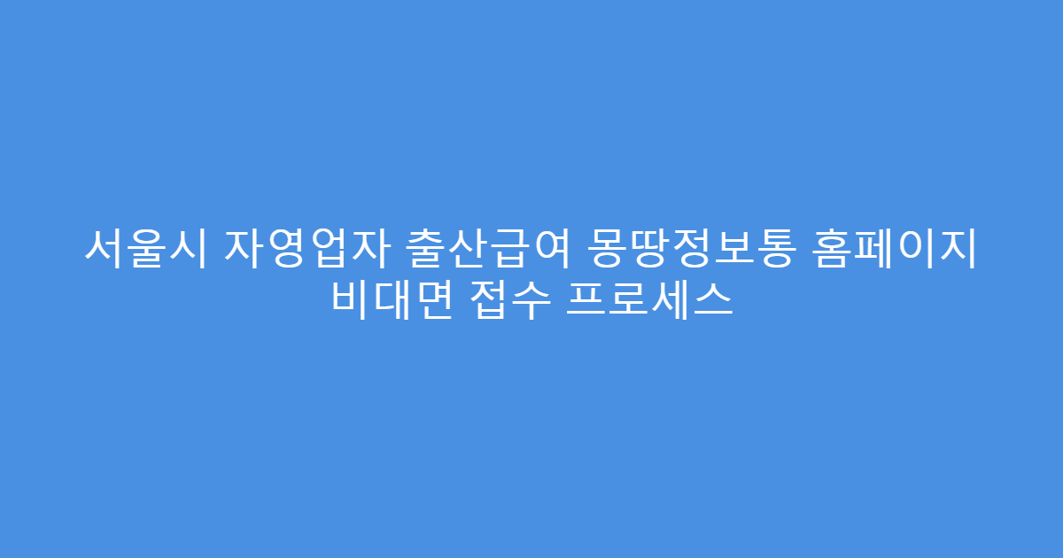 서울시 자영업자 출산급여 몽땅정보통 홈페이지 비대면 접수 프로세스