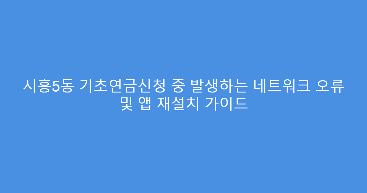 시흥5동 기초연금신청 중 발생하는 네트워크 오류 및 앱 재설치 가이드
