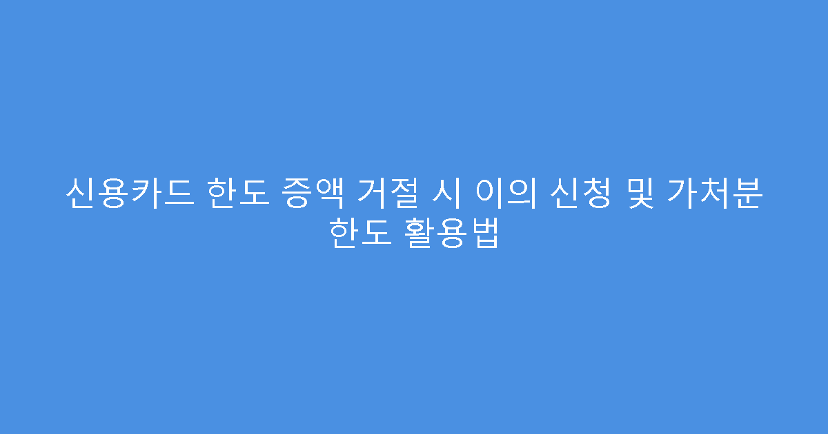 신용카드 한도 증액 거절 시 이의 신청 및 가처분 한도 활용법