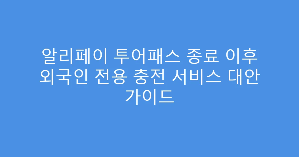알리페이 투어패스 종료 이후 외국인 전용 충전 서비스 대안 가이드