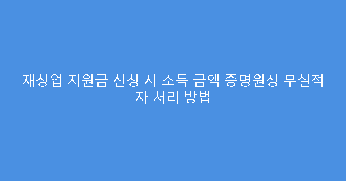 재창업 지원금 신청 시 소득 금액 증명원상 무실적 자 처리 방법
