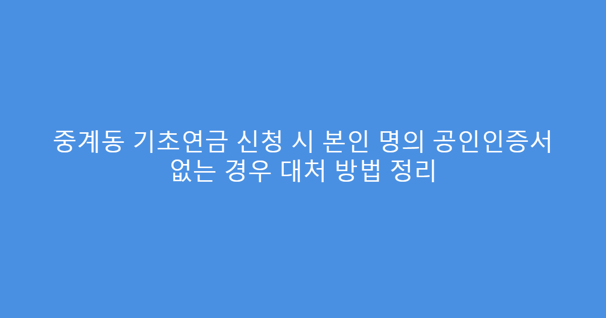 중계동 기초연금 신청 시 본인 명의 공인인증서 없는 경우 대처 방법 정리
