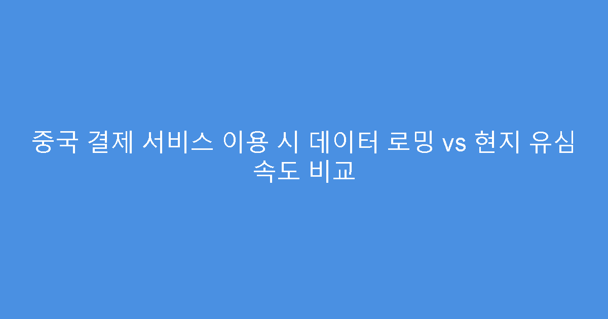 중국 결제 서비스 이용 시 데이터 로밍 vs 현지 유심 속도 비교