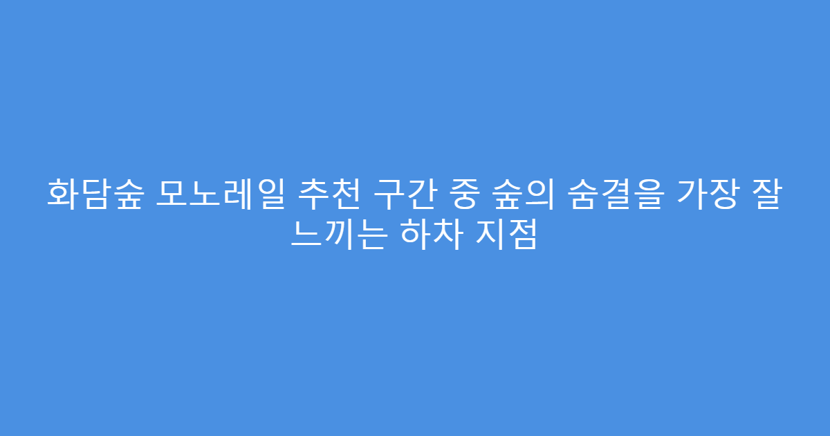 화담숲 모노레일 추천 구간 중 숲의 숨결을 가장 잘 느끼는 하차 지점