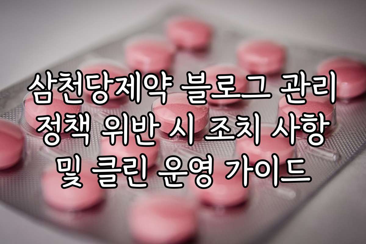 삼천당제약 블로그 관리 정책 위반 시 조치 사항 및 클린 운영 가이드