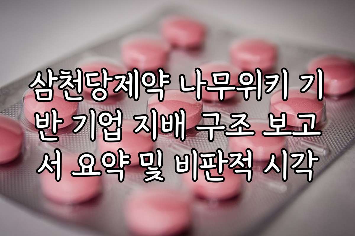 삼천당제약 나무위키 기반 기업 지배 구조 보고서 요약 및 비판적 시각