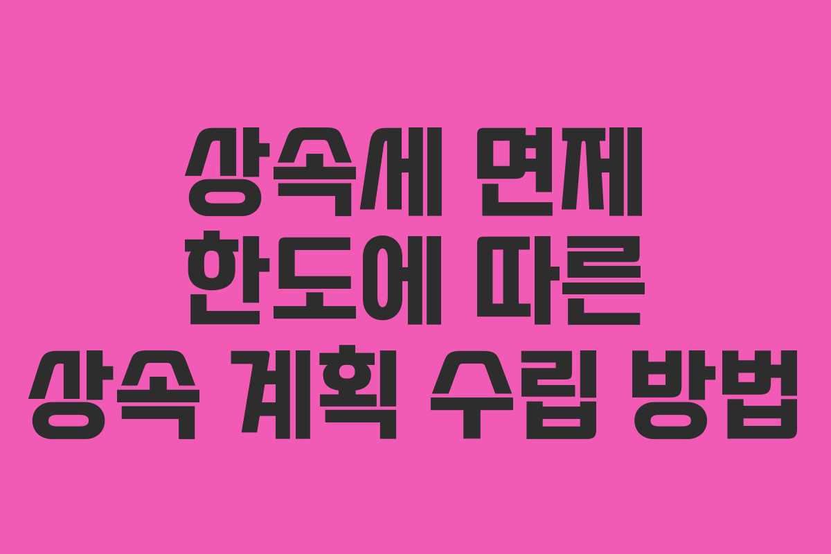 상속세 면제 한도에 따른 상속 계획 수립 방법