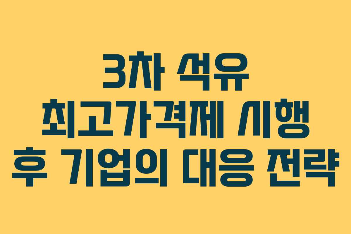 3차 석유 최고가격제 시행 후 기업의 대응 전략