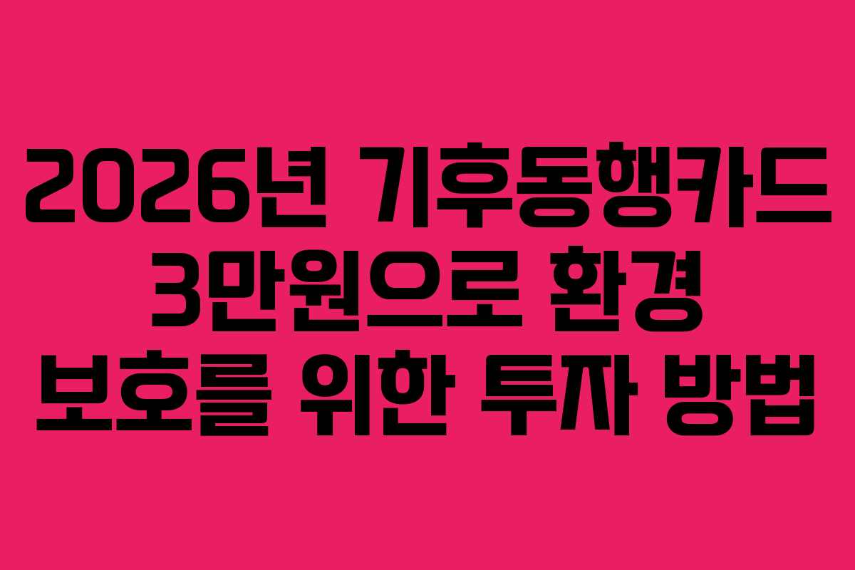 2026년 기후동행카드 3만원으로 환경 보호를 위한 투자 방법