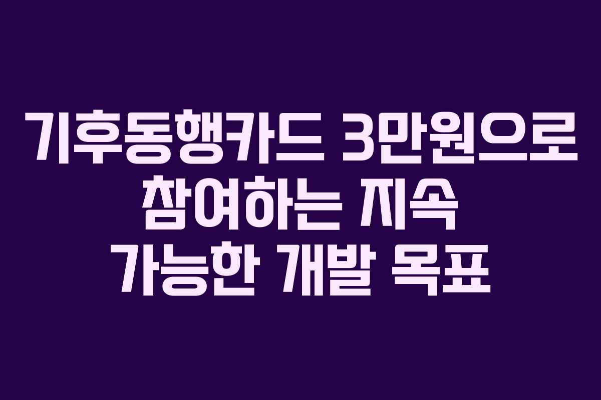 기후동행카드 3만원으로 참여하는 지속 가능한 개발 목표