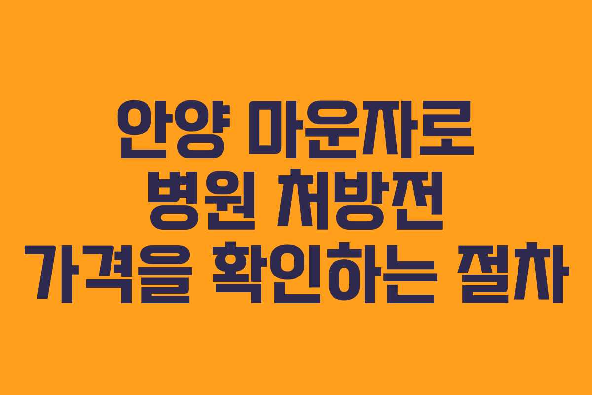 안양 마운자로 병원 처방전 가격을 확인하는 절차