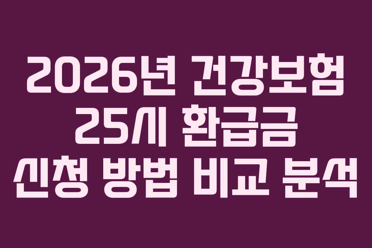 2026년 건강보험 25시 환급금 신청 방법 비교 분석