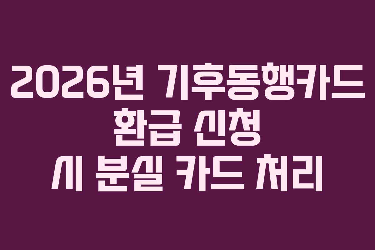 2026년 기후동행카드 환급 신청 시 분실 카드 처리