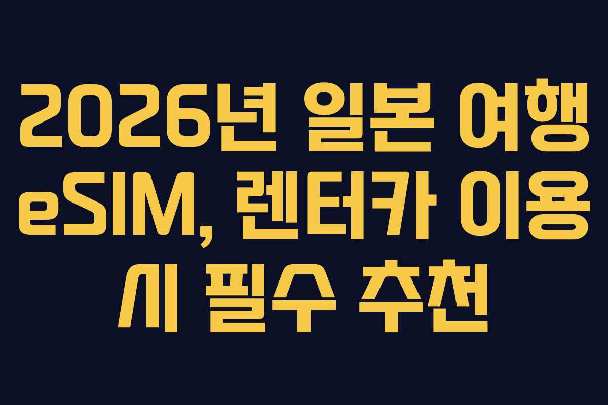 2026년 일본 여행 eSIM, 렌터카 이용 시 필수 추천