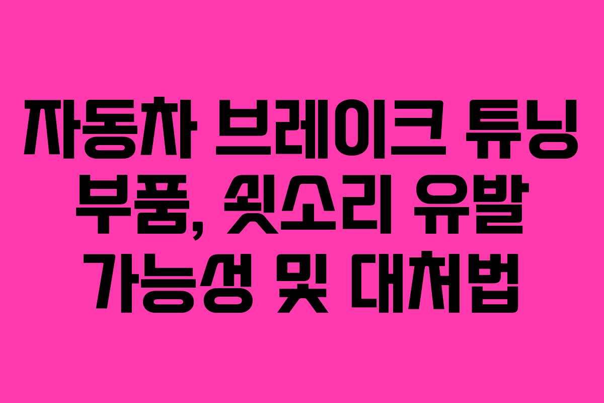 자동차 브레이크 튜닝 부품, 쇳소리 유발 가능성 및 대처법