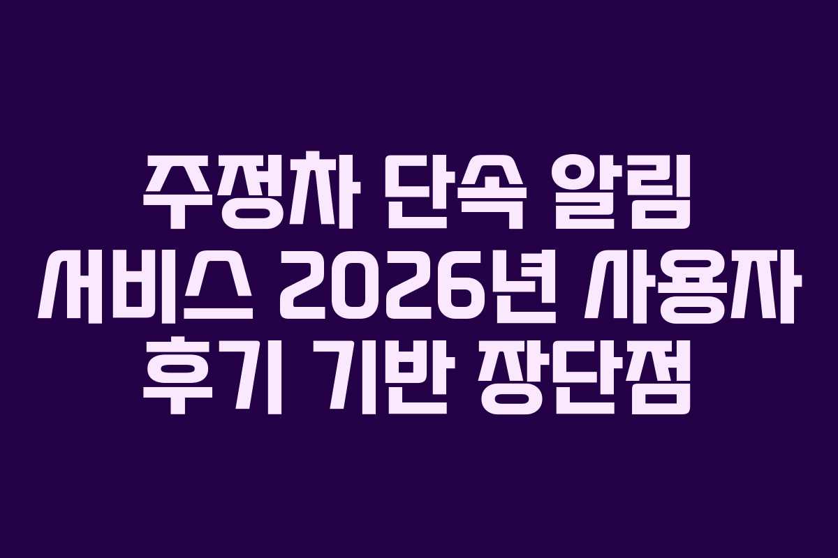 주정차 단속 알림 서비스 2026년 사용자 후기 기반 장단점