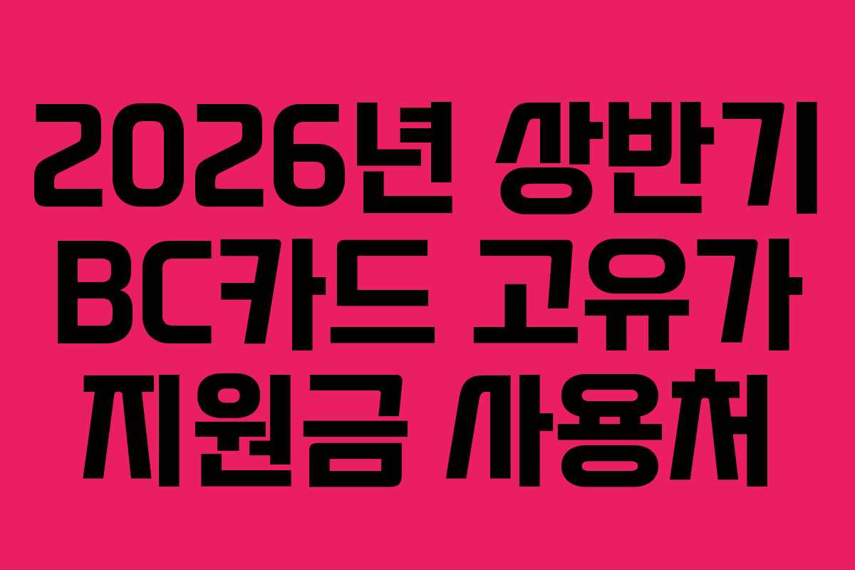 2026년 상반기 BC카드 고유가 지원금 사용처