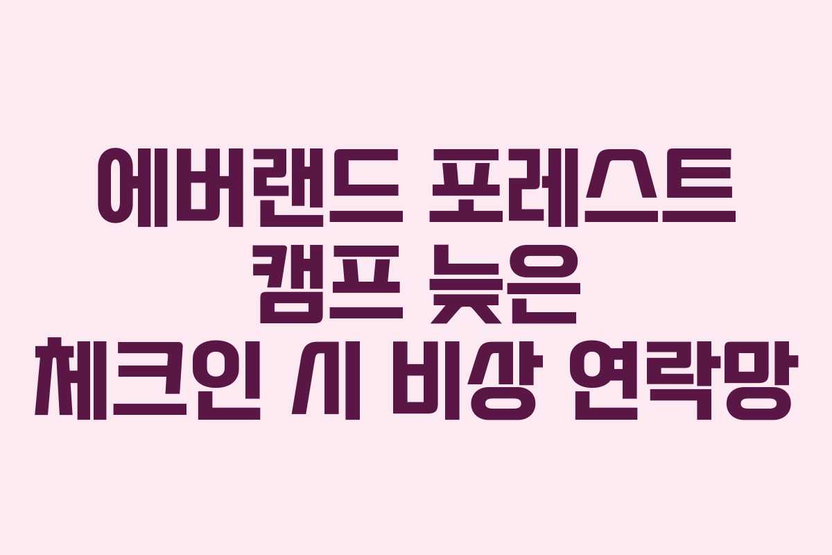 에버랜드 포레스트 캠프 늦은 체크인 시 비상 연락망