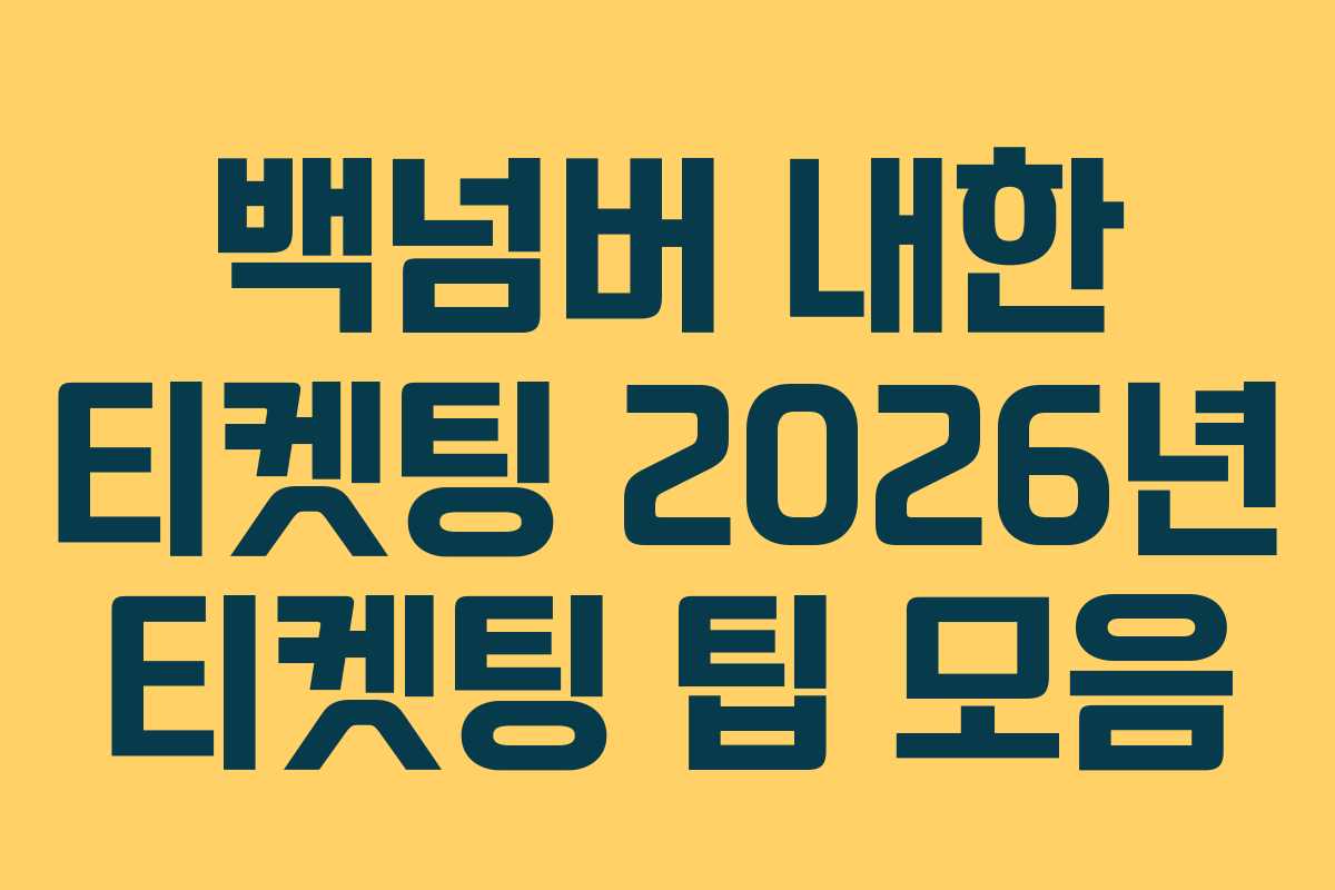 백넘버 내한 티켓팅 2026년 티켓팅 팁 모음