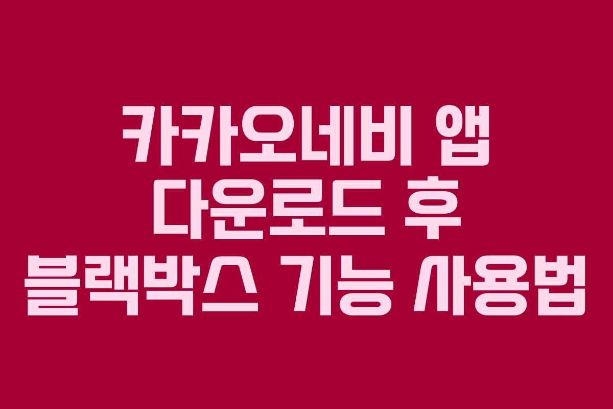 카카오네비 앱 다운로드 후 블랙박스 기능 사용법