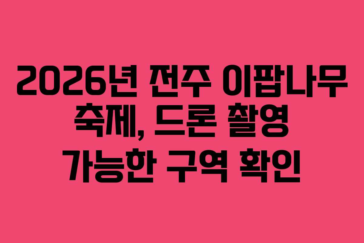2026년 전주 이팝나무 축제, 드론 촬영 가능한 구역 확인