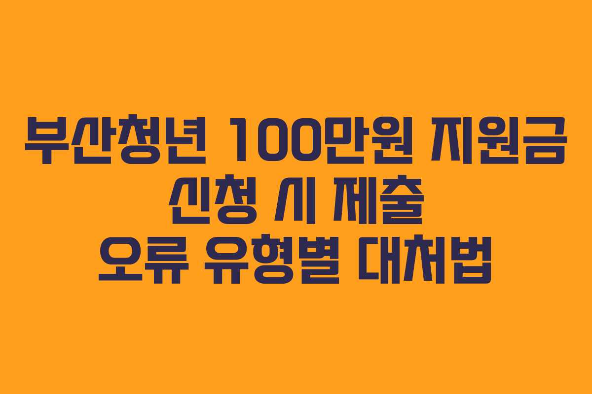 부산청년 100만원 지원금 신청 시 제출 오류 유형별 대처법