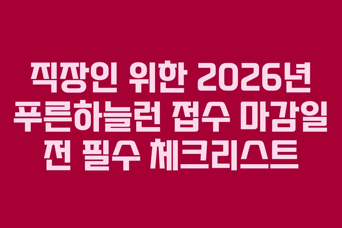 직장인 위한 2026년 푸른하늘런 접수 마감일 전 필수 체크리스트