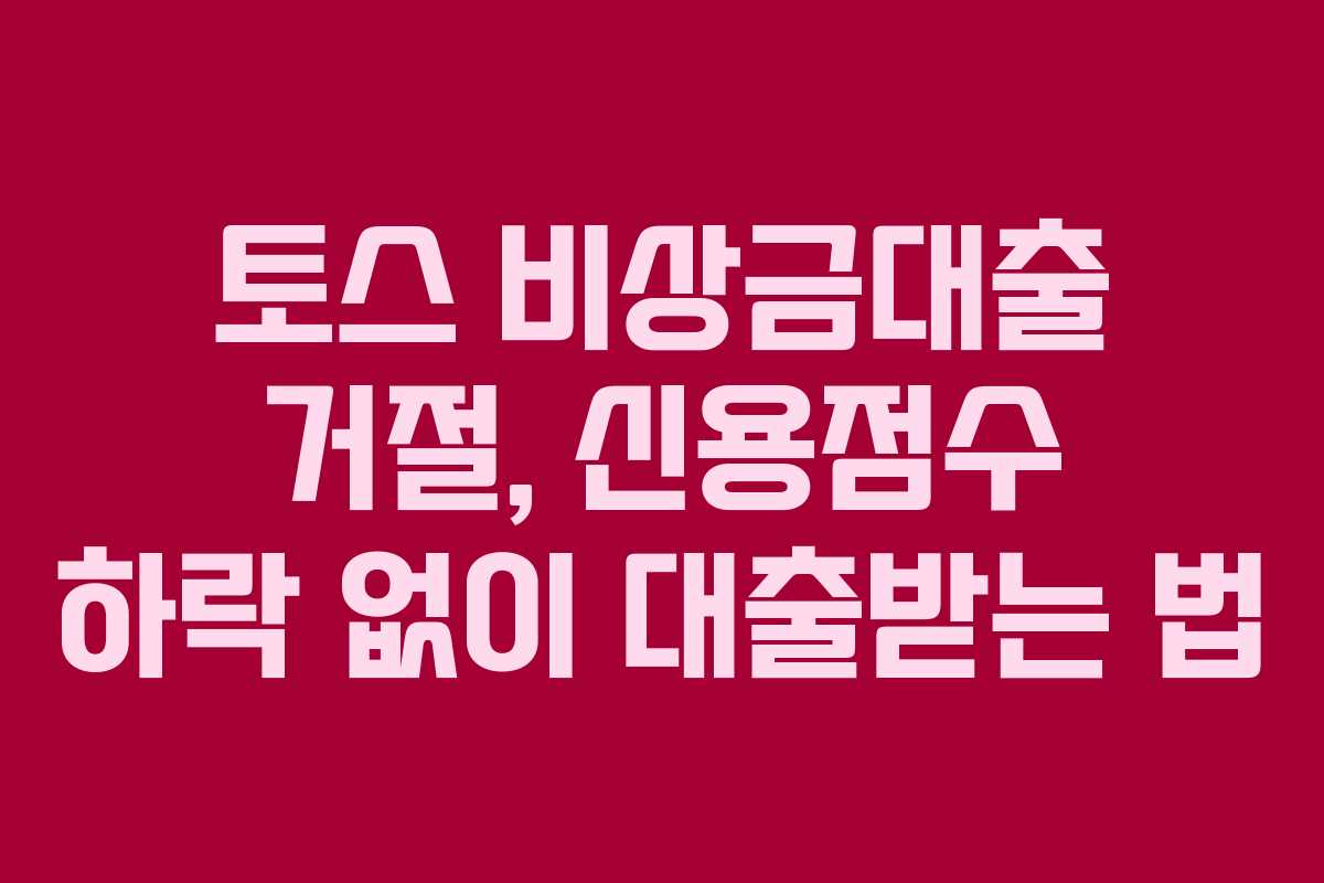 토스 비상금대출 거절, 신용점수 하락 없이 대출받는 법