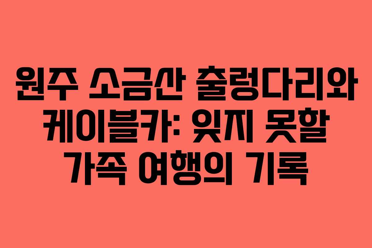 원주 소금산 출렁다리와 케이블카: 잊지 못할 가족 여행의 기록