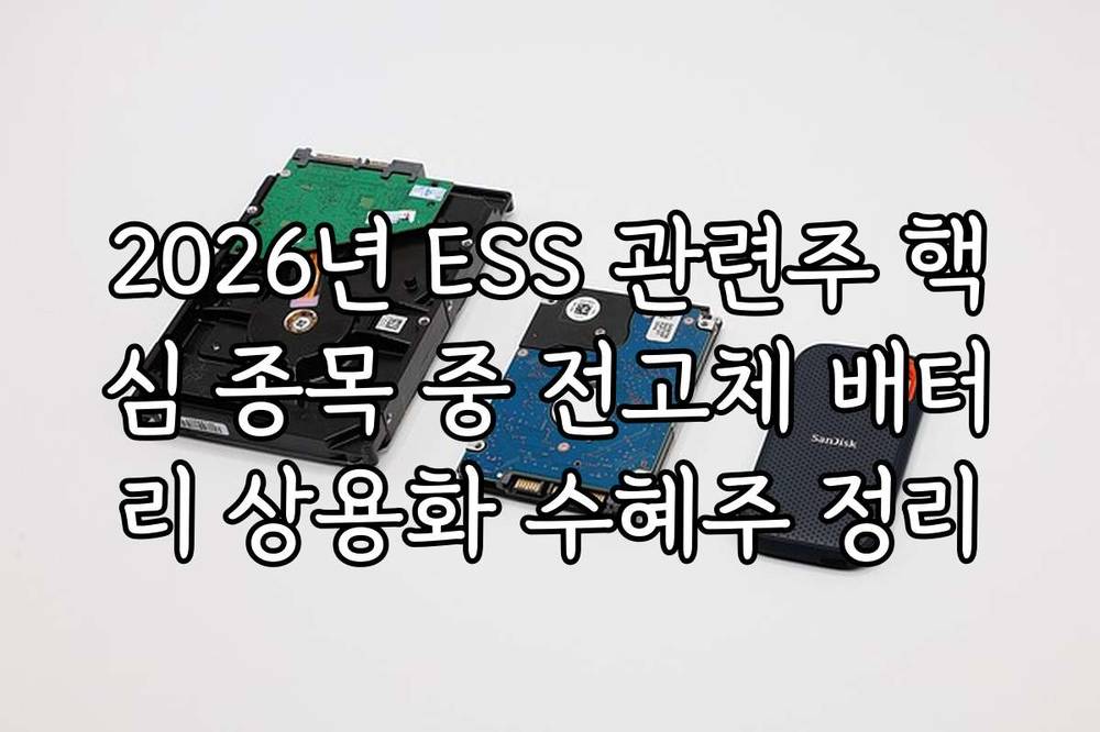 2026년 ESS 관련주 핵심 종목 중 전고체 배터리 상용화 수혜주 정리