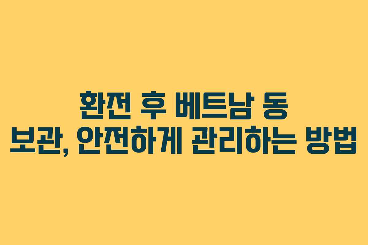 환전 후 베트남 동 보관, 안전하게 관리하는 방법